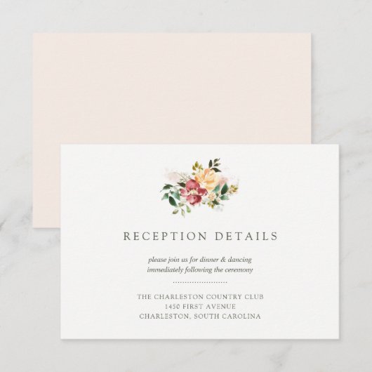 Rustieke Elegantie | Details van de Trouwreceptie Kaart (Voorkant / Achterkant)