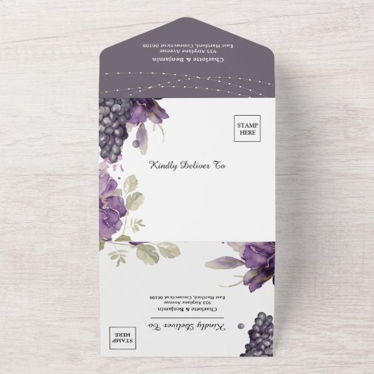 Rustieke Elegantie Een unieke wijngaard bruiloft All In One Uitnodiging (Buitenkant)