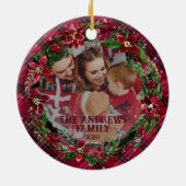 Rustieke elegantie: feestelijke kerstfoto afgespee keramisch ornament (Achterkant)