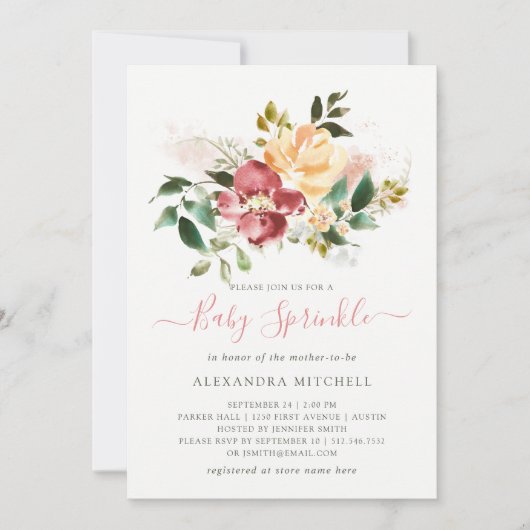 rustieke elegantie | Floral Baby Sprinkle Kaart (Voorkant)