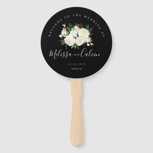 Rustieke Elegantie Floral bruiloft Welkom Hand Fan Handwaaier (Voorkant)