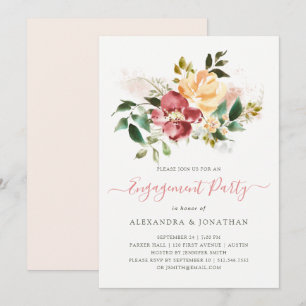 rustieke elegantie Floral Engagement Party Kaart