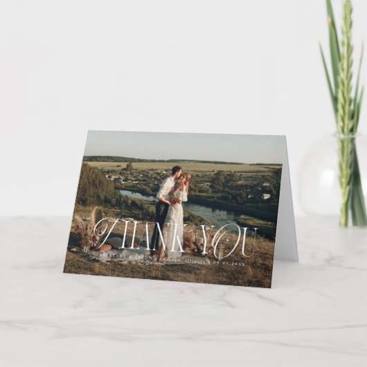 Rustieke Elegantie foto bruiloft Bedankkaart (Voorkant)