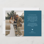 Rustieke Elegantie Foto Collage Bruiloft Blauwgroe Bedankkaart (Achterkant)