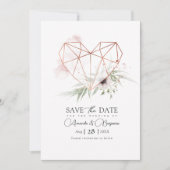 Rustieke Elegantie Geometrische Hart QR Code Save The Date (Voorkant)