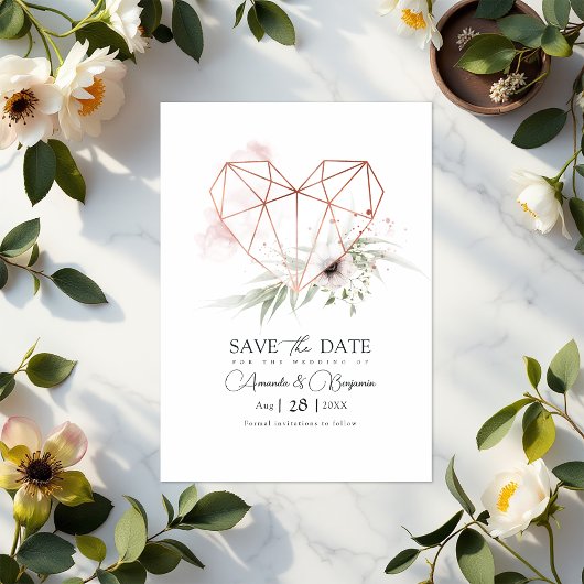Rustieke Elegantie Geometrische Hart QR Code Save The Date