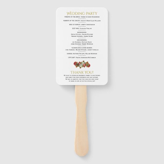 Rustieke Elegantie Herfst Bloemen Trouwprogramma Handwaaier (Achterkant)