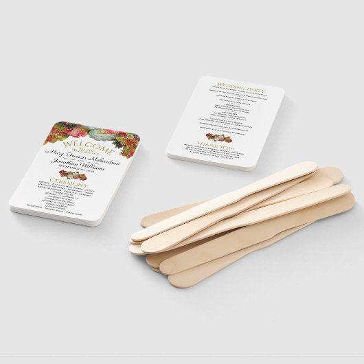 Rustieke Elegantie Herfst Bloemen Trouwprogramma Handwaaier (Niet-gemonteerd)