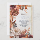 Rustieke elegantie, herfst bloemenbruiloft kaart (Achterkant)