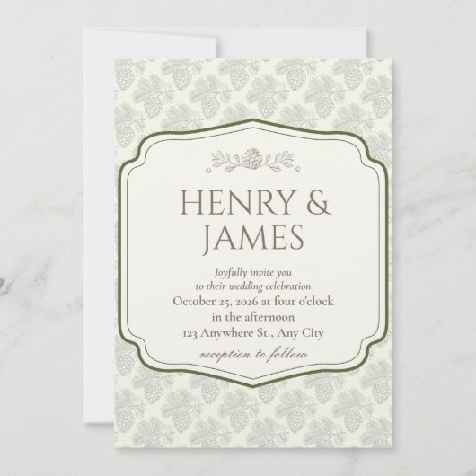 Rustieke Elegantie Herfst Pinecone Kaart (Voorkant)