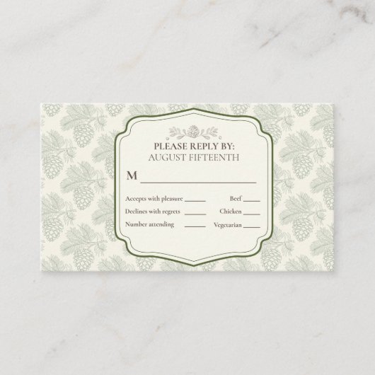 Rustieke Elegantie Herfst Pinecone Visitekaartje (Voorkant)