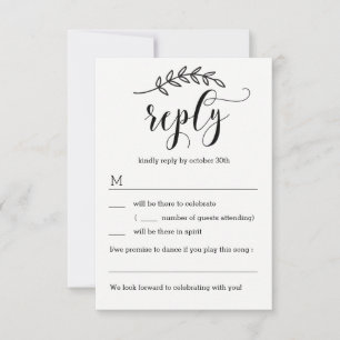 Rustieke Elegantie Huwelijks RSVP Zonder Menu Opti
