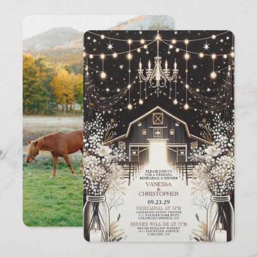 Rustieke Elegantie Huwelijksrepetitie Kaart (Voorkant / Achterkant)