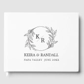 Rustieke Elegantie: Natuurlijke Bloemen en Typogra Gastenboek (Voorkant)