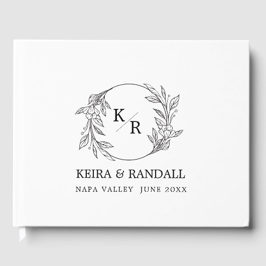 Rustieke Elegantie: Natuurlijke Bloemen en Typogra Gastenboek (Voorkant)