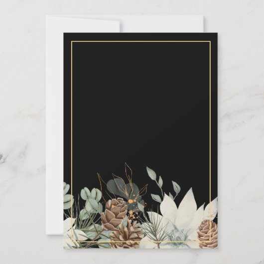 Rustieke Elegantie, Pinecone rand op zwart Kaart (Achterkant)