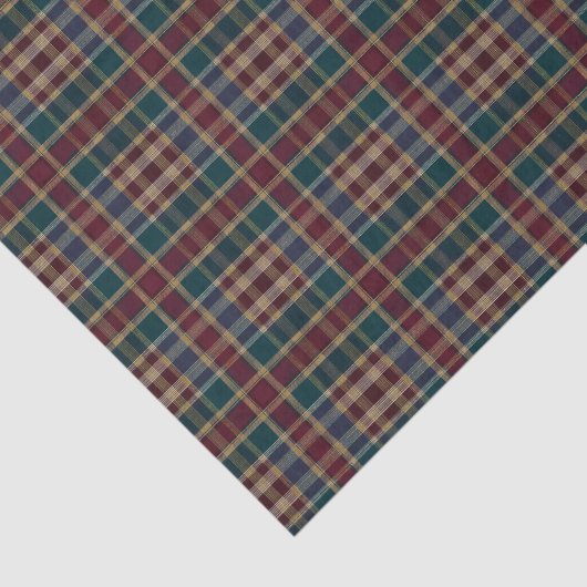 Rustieke Elegantie Plaid Cranberry DK Blauw Blauwg Tissuepapier (Detail)