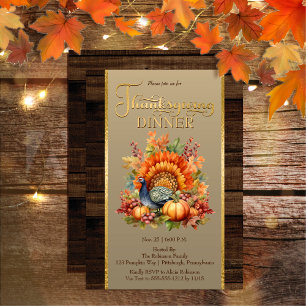 Rustieke Elegantie Pompoen Bloemen Thanksgiving Kaart