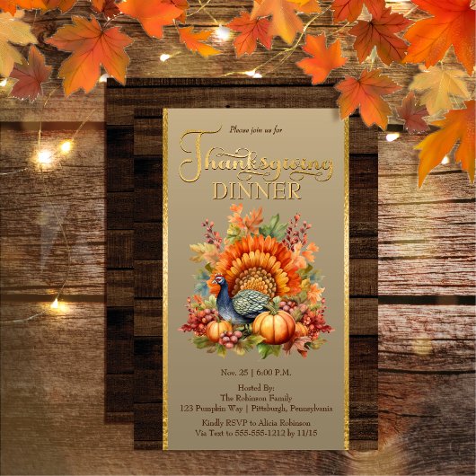 Rustieke Elegantie Pompoen Bloemen | Thanksgiving Kaart