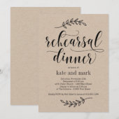 Rustieke Elegantie Repetitie Diner Uitnodiging Kra (Voorkant / Achterkant)