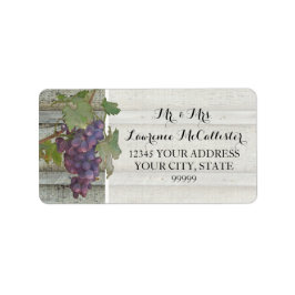 Rustieke Elegantie Rode Wijn Druiven Houten Bruilo Etiket