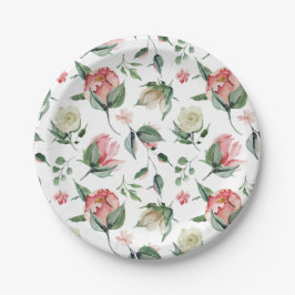 Rustieke Elegantie Roze Roze Bruiloftsfeest Papieren Bordje