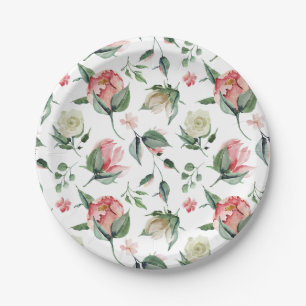 Rustieke Elegantie Roze Roze Bruiloftsfeest Papieren Bordje