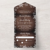 Rustieke Elegantie Sneeuwvlokken Houten Kerstmis B All In One Uitnodiging (Binnen)