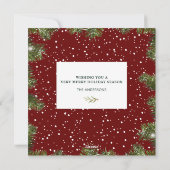 Rustieke Elegantie Snowy Pine Kerstmis Feestdagenkaart (Achterkant)