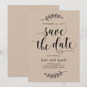 Rustieke Elegantie Trouw Save The Date Kaart Kraft (Voorkant / Achterkant)