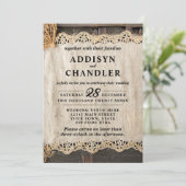 Rustieke Elegantie Trouwen Burlap Lace Barnwood Kaart (Staand voorkant)