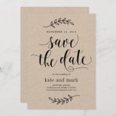 Rustieke Elegantie Trouwkaart 'Save The Date' Kraf Save The Date (Voorkant / Achterkant)