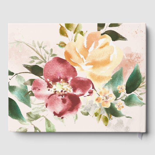 rustieke elegantie | Waterverf van bloemen Gastenboek (Achterkant)