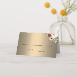 Rustieke Elegantie Wildbloemen op gouden bruiloft Plaatskaartje