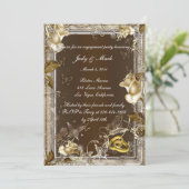 Rustieke Elegantie Wit Rose Verlovingsfeest Uitnod Kaart (Staand voorkant)