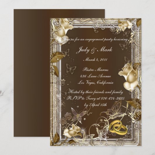 Rustieke Elegantie Wit Rose Verlovingsfeest Uitnod Kaart (Voorkant / Achterkant)