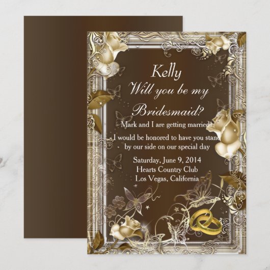 Rustieke Elegantie Witte Roos Bruidsmeisje Kaart (Voorkant / Achterkant)