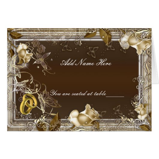 Rustieke Elegantie Witte Roos Gevouwen Tafelkaart (Voorkant Horizontaal)