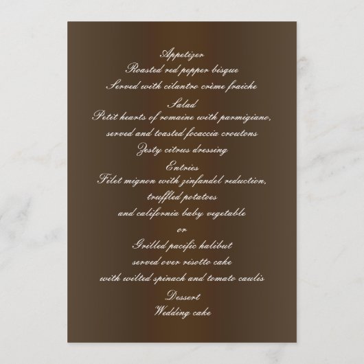 Rustieke Elegantie Witte Roos Menu Kaart (Achterkant)