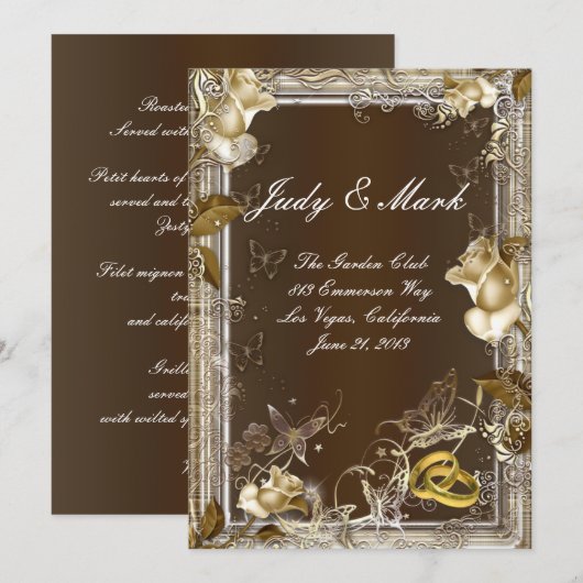 Rustieke Elegantie Witte Roos Menu Kaart (Voorkant / Achterkant)