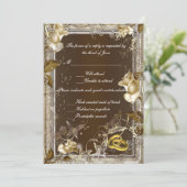 Rustieke Elegantie Witte Roos Reactiekaart Kaart (Staand voorkant)
