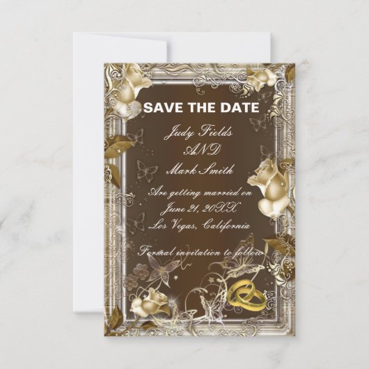 Rustieke Elegantie Witte Roos Save The Date Kaart (Voorkant)
