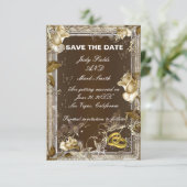 Rustieke Elegantie Witte Roos Save The Date Kaart (Staand voorkant)