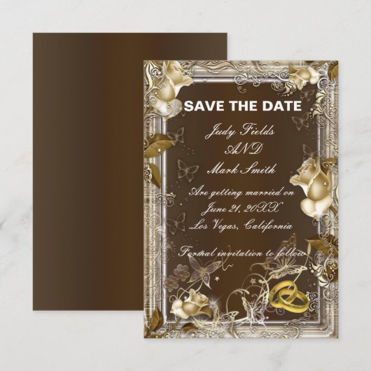 Rustieke Elegantie Witte Roos Save The Date Kaart (Voorkant / Achterkant)