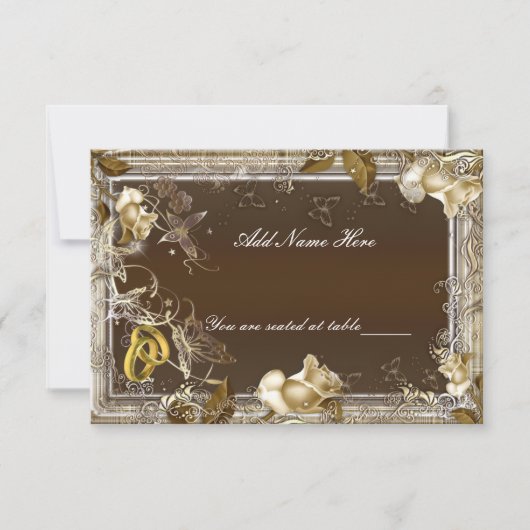 Rustieke Elegantie Witte Roos Tafelplaatskaart Kaart (Voorkant)