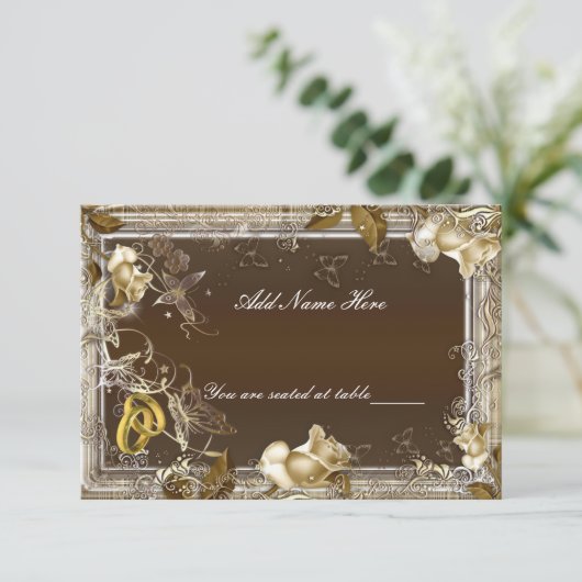 Rustieke Elegantie Witte Roos Tafelplaatskaart Kaart (Staand voorkant)