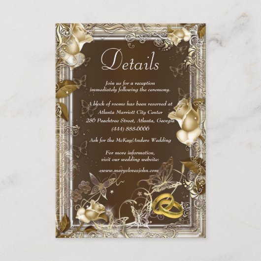 Rustieke Elegantie Witte Rose bruiloft details Informatiekaartje (Voorkant)