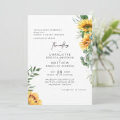 Rustieke Elegantie Zonnebloemen in Bloom Wedding Kaart (Staand voorkant)
