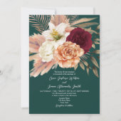 Rustieke Emerald en Bourgondische Floral Wedding Kaart (Voorkant)