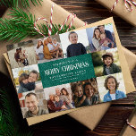 Rustieke Emerald Green Christmas 10 foto's Collage Feestdagenkaart<br><div class="desc">Maak uw vakantie groeten echt speciaal met onze rustieke geïnspireerde kerst Kaart met 10 vierkante foto's om vast te leggen en te delen uw gekoesterde momenten van het jaar. Het script op de voorkant zegt Vrolijk kerstfeest en de sjabloon stelt u in staat om uw kaart te personaliseren met drie...</div>